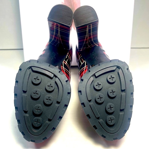 BNIB Jessica Simpson Irella Teagan Red Plaid Patent 5” platform ankle boots 6M - Picture 12 of 16